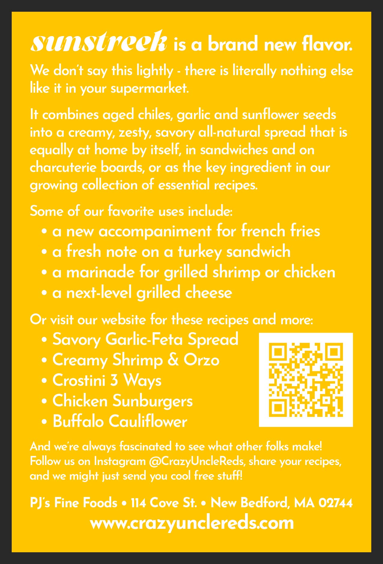 Crazy Uncle Reds - Wholesale Sauce - sunstreek Garlic-Chile-Sunflower Spread3