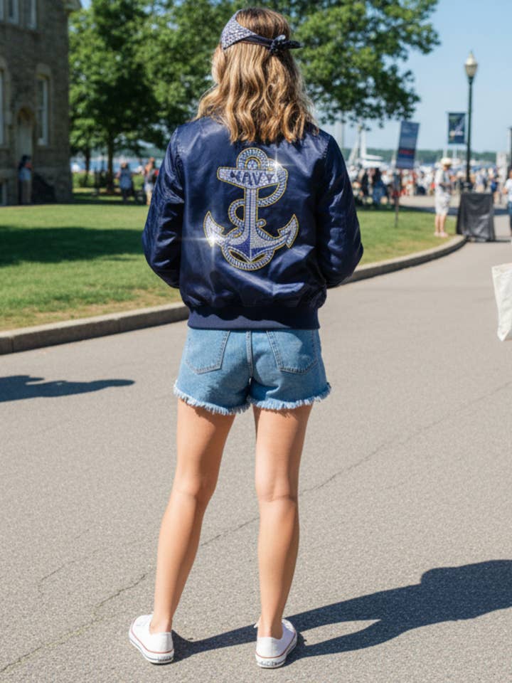 Moving Forward Designs - Wholesale Bomber Jacket - Women's - Licensed Game Day, Bomber Navy, Naval Academy Anchor3