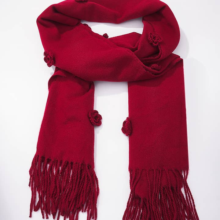 BYREN | ÉLINE L'ATELIER - Wholesale Scarf - Women's - Wool scarf with embroidered flowers FL216DF6