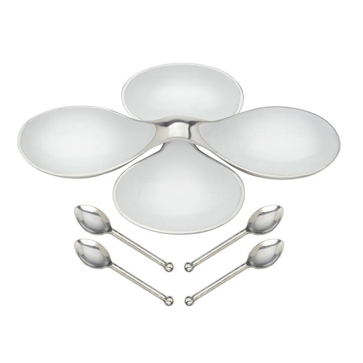 Inspired Generations - Vente Bol de service - Bols en hélice blanche avec 4 cuillères simples2