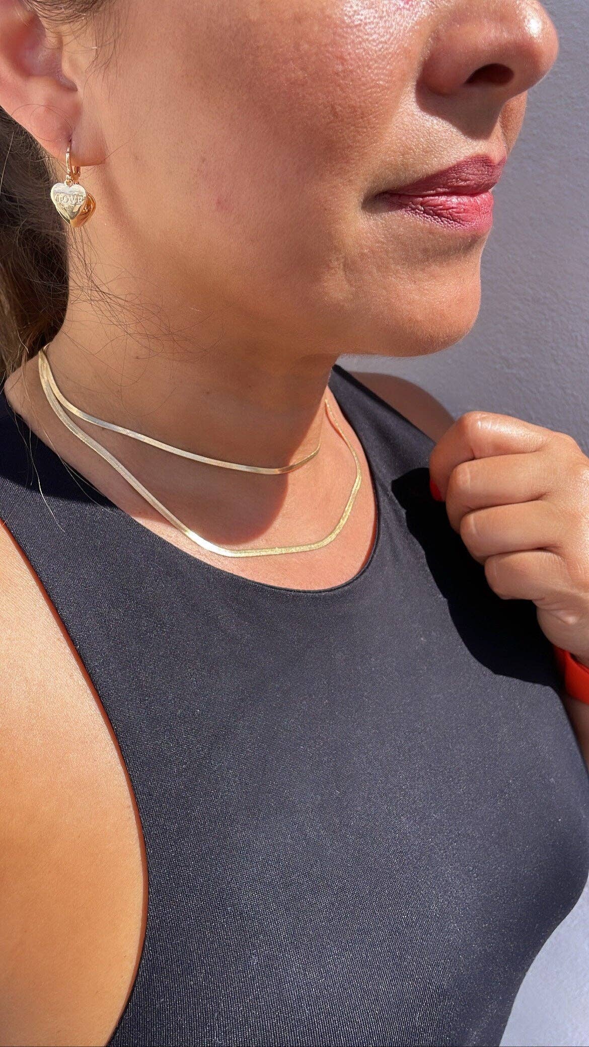 Milie - Wholesale Link & Chain Necklace - 18K Gold Filled Flexible 16"Herringbone 2mm and 2.5mm Chain8