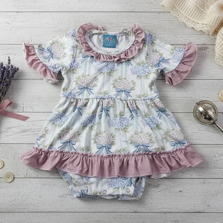 Romper de hortênsia de bambu por atacado de Bow Beau Poppy