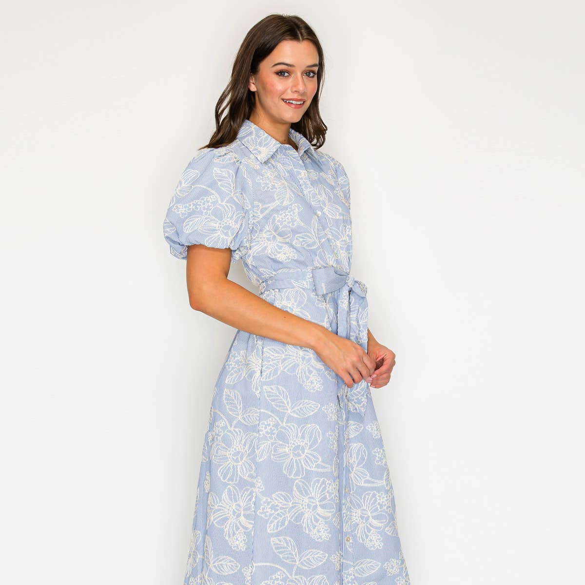 LoveWednesday - Wholesale Dress - Women's - Bluebell Garden Stripe Midi Dress - LWD34823