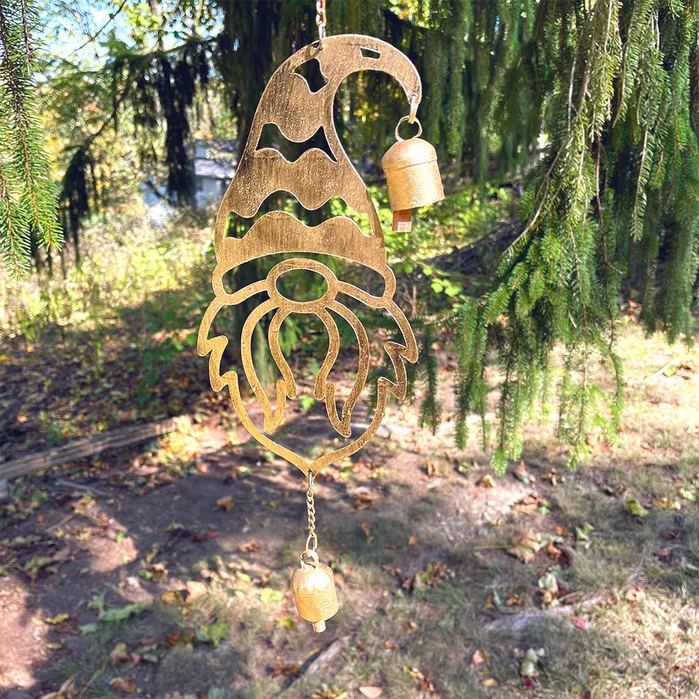 Mira Fair Trade - Wholesale Wind Chime - Golden Garden Gnome Wind Chime0