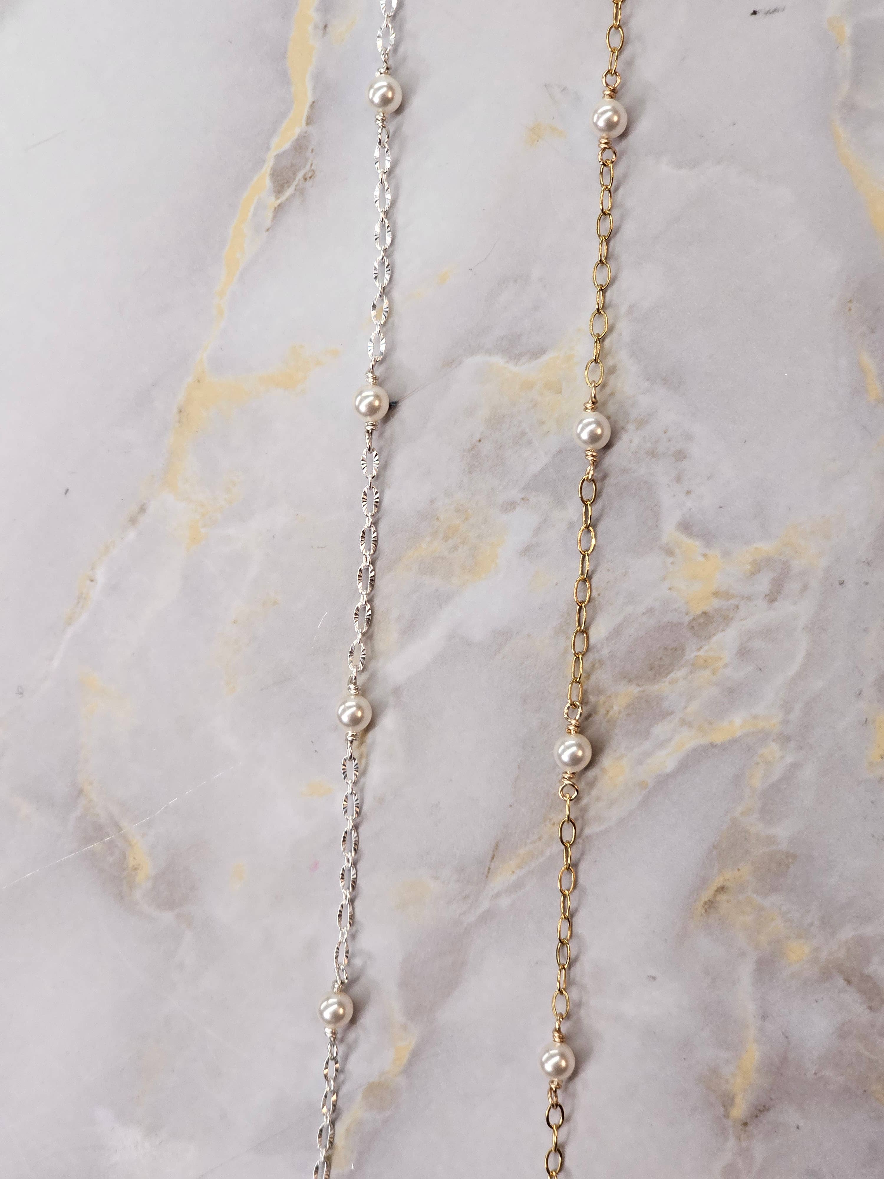 Half Moon Jewelry Designs - Wholesale Jewelry Set - Pearl Chain by the foot, 14k Gold filled or Sterling silver3