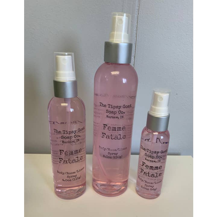 Femme Fatale Body/Room/Linen Spray for wholesale by The Tipsy Goat Soap Company