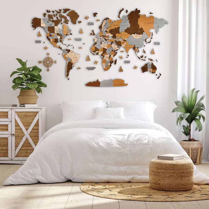 Ukrainian Goods - Wholesale Dimensionele/3D-muurkunst - 3D houten wereldkaart Sahara