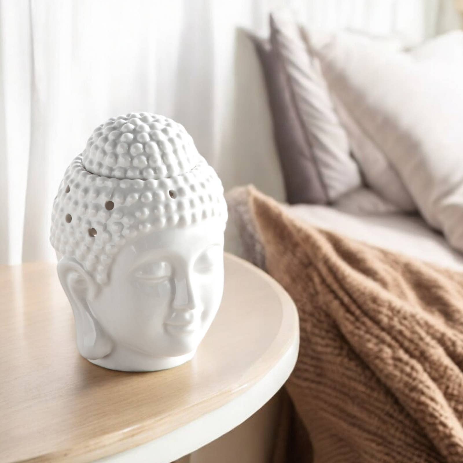 Zen'Arôme – Engroshandel Stearinlys/lysestage – Hvid buddhahoved i keramik til olie og duft - Dhyana8