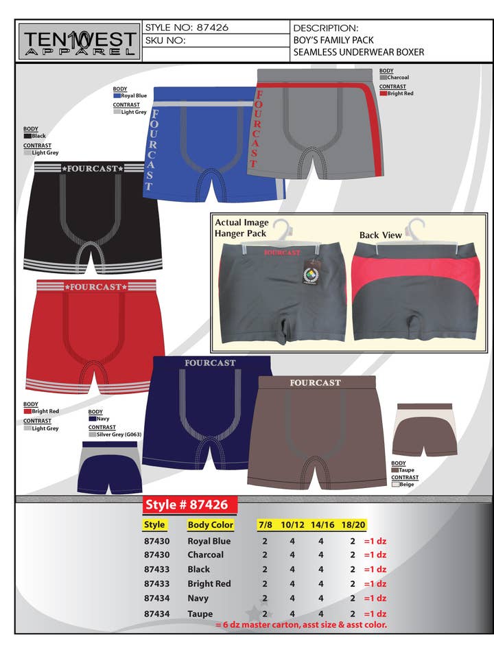 Pojkens sömlösa boxershorts för wholesale av Ten West Apparel