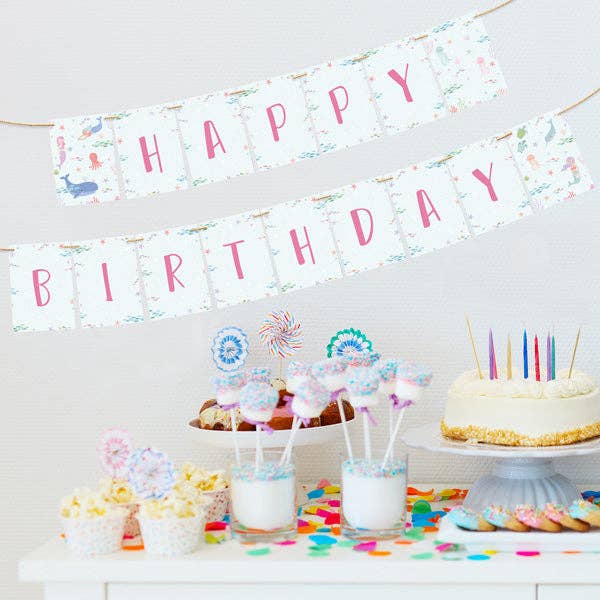 Mermaid Under The Sea - Kids Happy Birthday Bunting for wholesale by Dotty About Paper