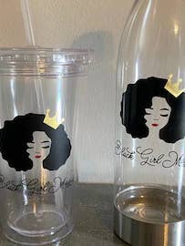 Black Girl Magic Tumbler/Bottle | Curly Crown for wholesale by KraftzbyKenzie