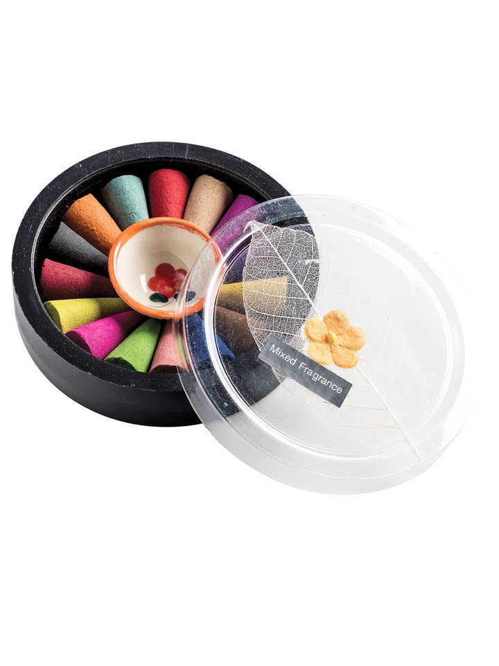Mixed Fragrance Incense Cones Set With Holder for wholesale by Namaste