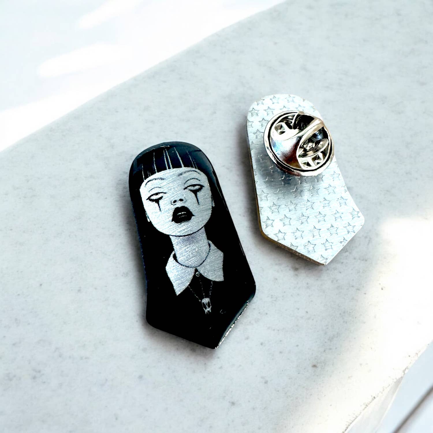 The Enamel Pin Factory – wholesale Lapel pin/button – Wednesday Addams - Eco Enamel Pin Badge1