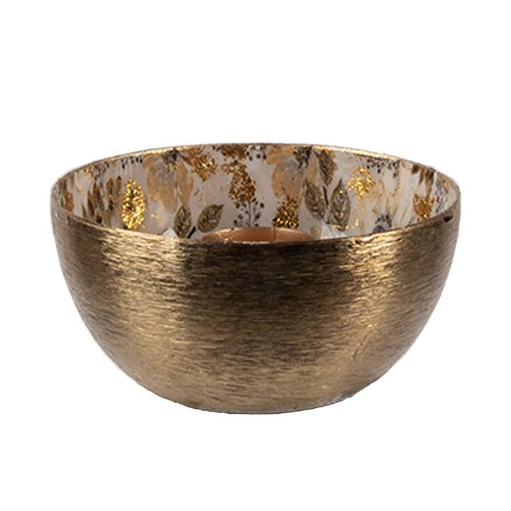 65884 Candle holder Ø 8x4 cm Gold colored Metal Flowers for wholesale by Clayre & Eef