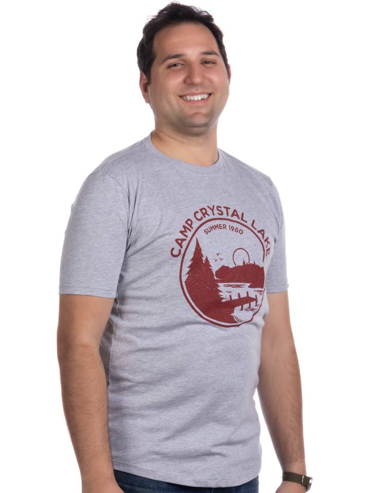 Vintage Grey 1980 Camp Crystal Lake Counselor Funny 80s Horror Tee for wholesale on Faire1