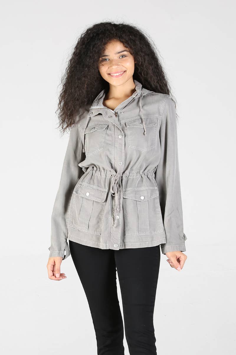 ANGIE - Wholesale Jacket - Women's - SJ629-ASIS TENCEL UTILITY JACKET17