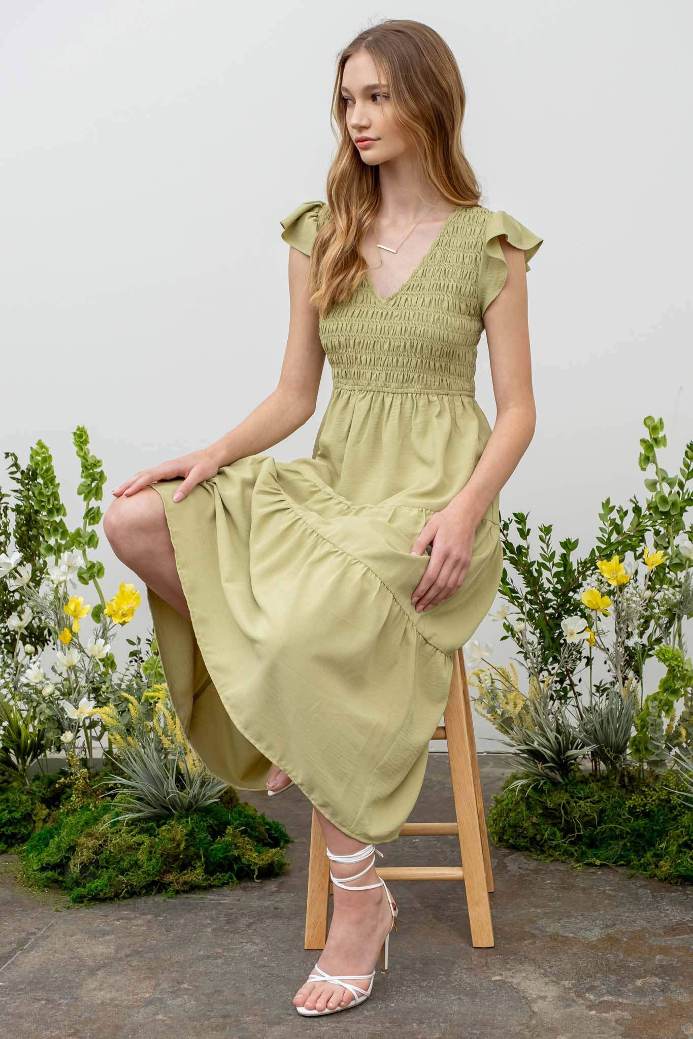 Blu Pepper - Wholesale Dress - Women's - FLUTTER SLEEVE MAXI DRESS41