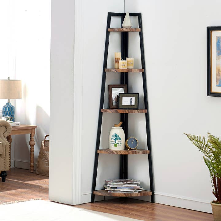 Danya B - Wholesale Free Standing Shelf - Free-Standing 5-Tier Pyramid Corner Shelf with Metal Frame10