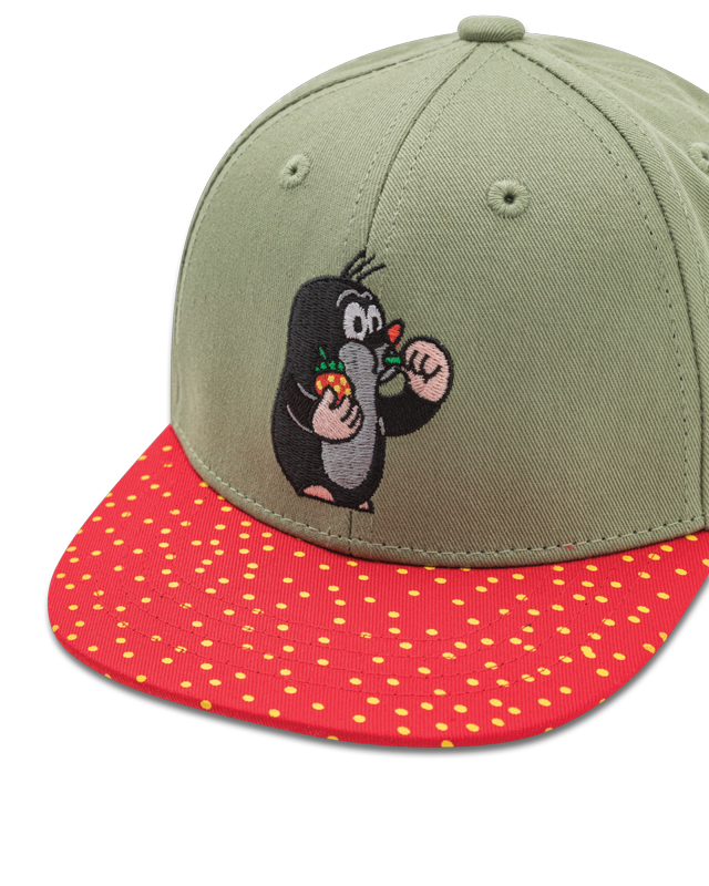 koaa – Großhandel Basecap – Kinder – koaa – Der kleine Maulwurf "Erdbeere" – Snapback green/red2