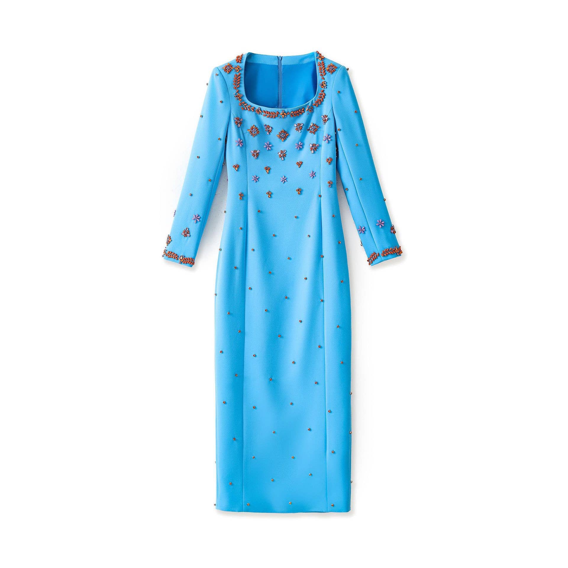 Couleur comme sur les photos Robe élégante à manches longues ornée de diamants faite à la main DR627Y en vente sur Faire0