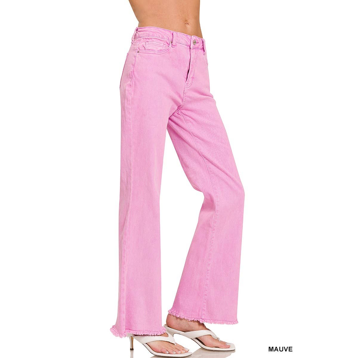 Apolline - Wholesale Jeans - Women's - ACID WASHED FRAYED CUTOFF HEM STRAIGHT WIDE PANTS9