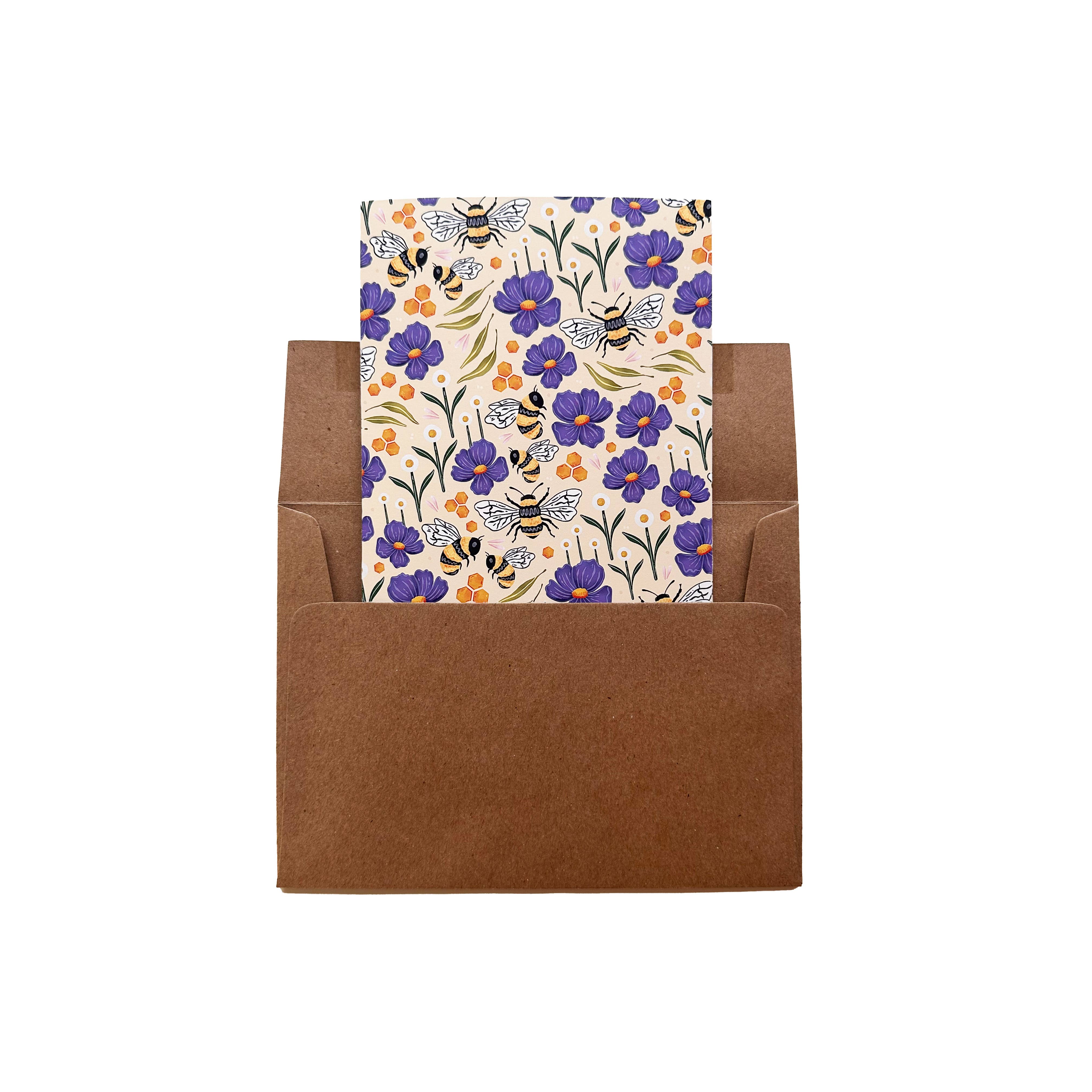 Kristin Heldt Art - Wholesale Everyday Greeting Card - Bee Pattern Blank Everyday Greeting Card2