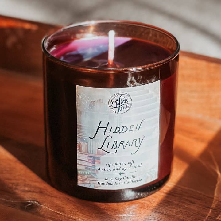 In the Wick of Time - Wholesale Jar/Filled Candle - Hidden Library Soy Candle 10 oz | For Readers, Book Lovers0