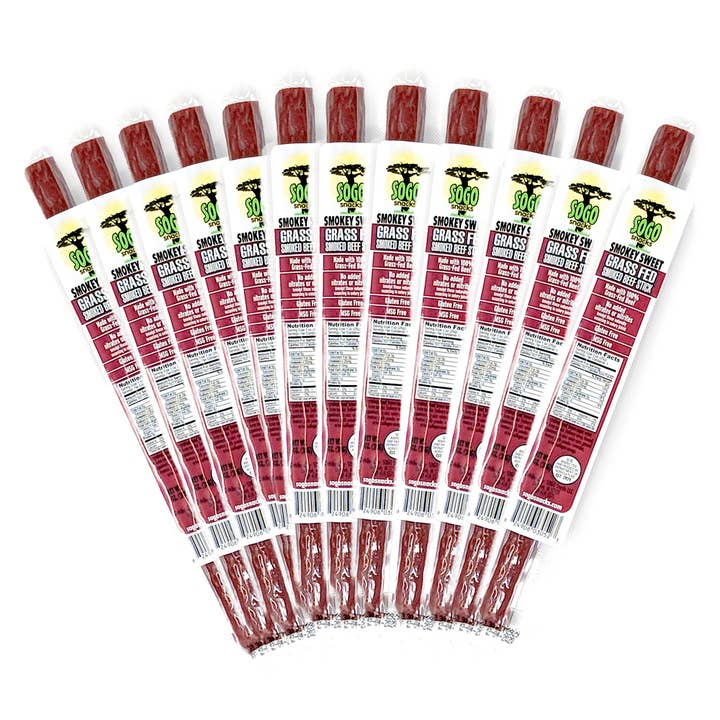Sogo Snacks - Wholesale Jerky - Smokey Sweet 100% Grass-Fed Beef Sticks