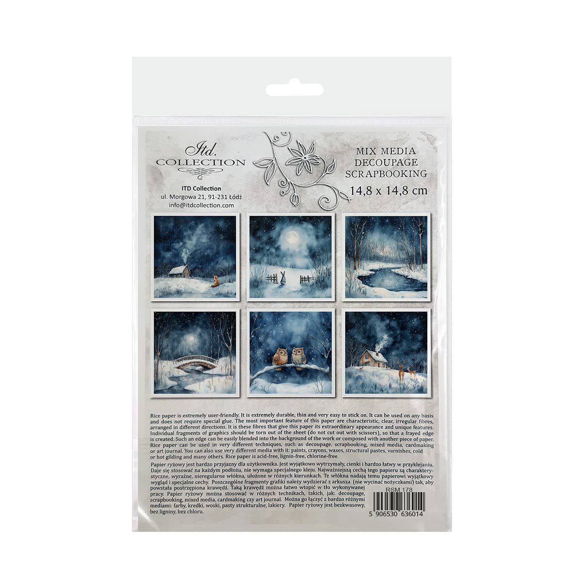 ITD Collection - Wholesale Scrapbook - RSM178 rice paper 6 different graphics 15x15 cm / 5.8x5.8 in2