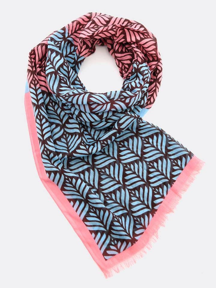 Sciarpa Modal & Cotone Biologico / Loto - blu / rosa per la vendita all'ingrosso da parte di Djian