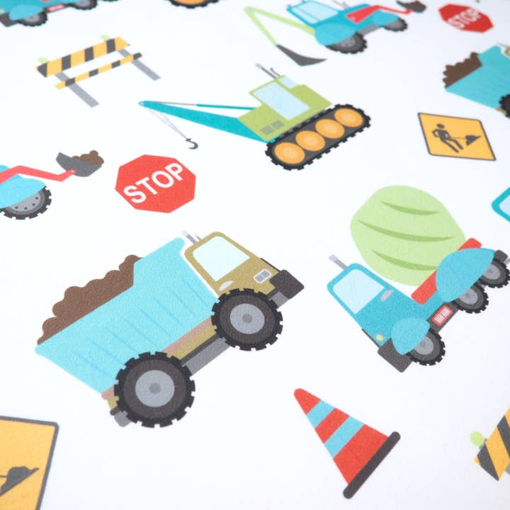 Honey Lemonade - Wholesale Cot/Crib Sheets - Standard Size Fitted Crib Sheet - Construction Trucks