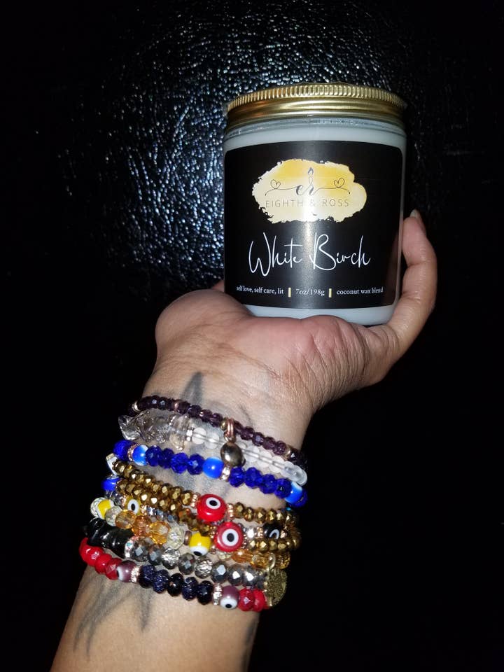 Witte berk geurkaars voor wholesale door Eighth & Ross | Quality Scent-ual Candles