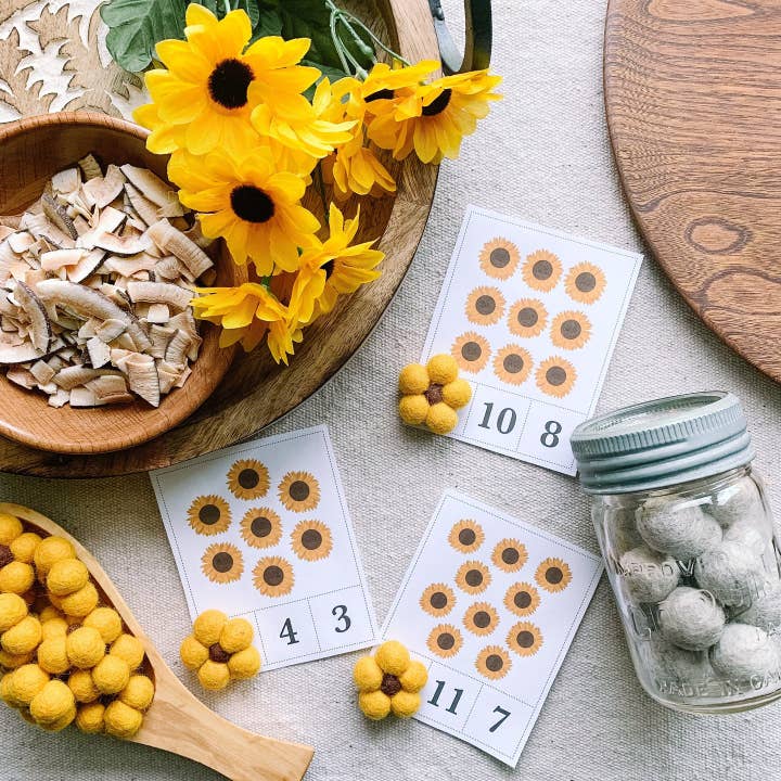 Sewing Seeds Play - Wholesale Decorative Tabletop Object - One Mini Felt Ball Sunflower3