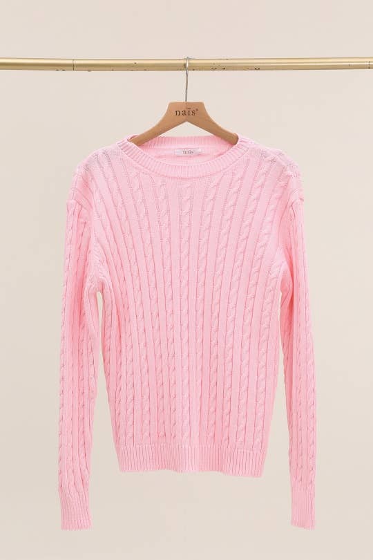 NAÏS PARIS – wholesale Pullovertröja - Dam – Tröja med rund hals och kabelstickning i 100 % bomull5