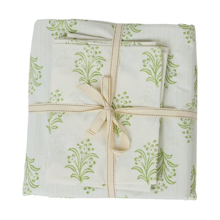 Eloise Reversible Duvet Cover, Spring Green for wholesale by MAISON POIRE