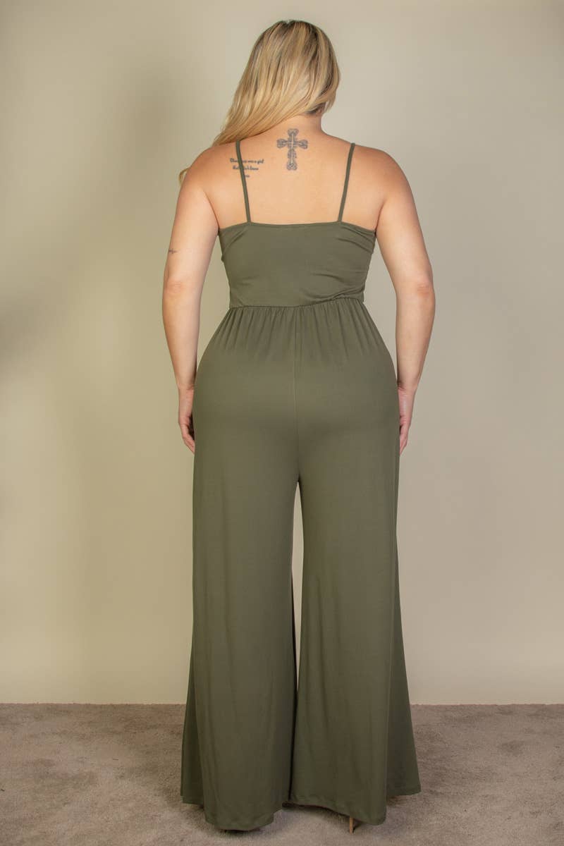 CAPELLA APPAREL - Wholesale Jumpsuit - Dames - Jumpsuit met wijde pijpen en knopen voor dames in grote maten9