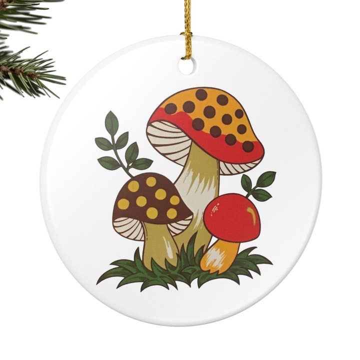 Merry Mushroom Pyrex Ornament, Car Ornament for wholesale by Miss Crabtree