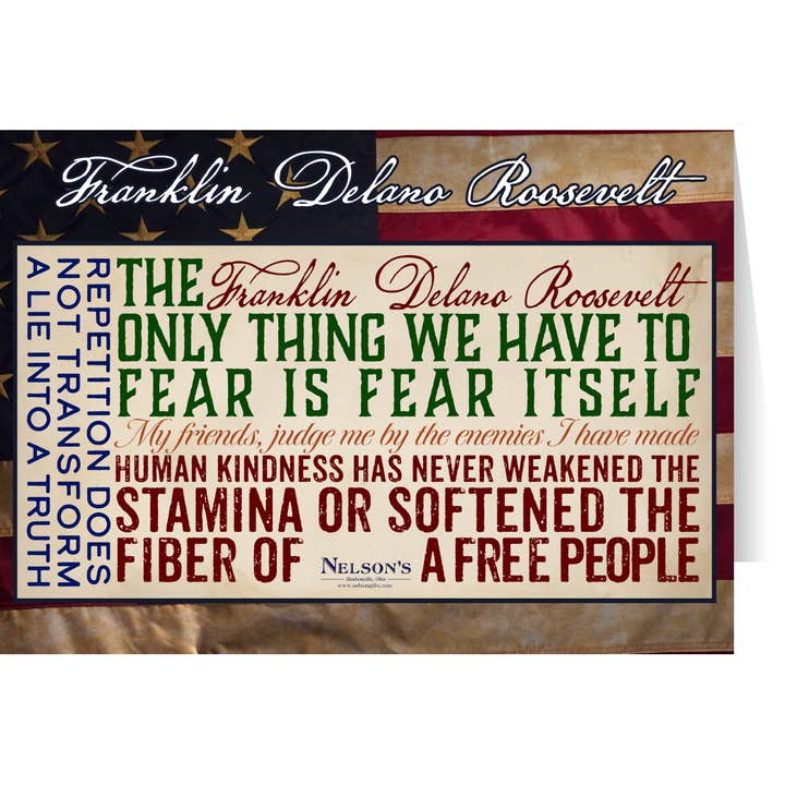 Carte de vœux avec des citations de Franklin Delano Roosevelt pour la vente par Nelson Gifts Wholesale
