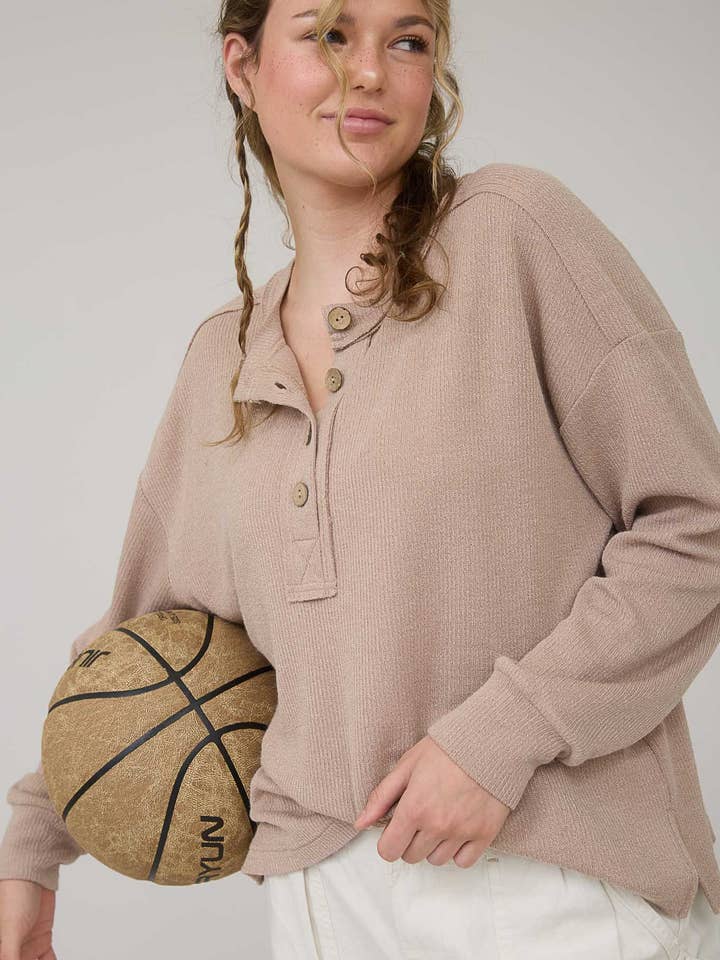 Blu Pepper - Wholesale Knit Top - Women's - RIBBED HENLEY LONG SLEEVE KNIT TOP11