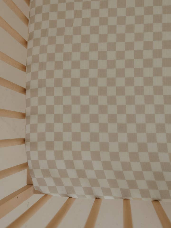 Muslin Crib Sheet | Checkerboard for wholesale by Forever French Baby