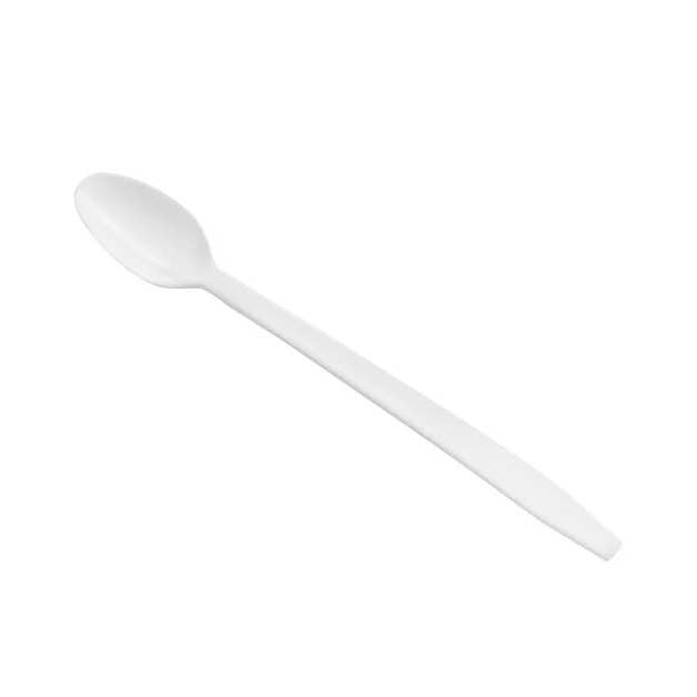 EcoQuality - Wholesale Kitchen Spoon - White Soda/Milkshake Float Spoon PP Plastic