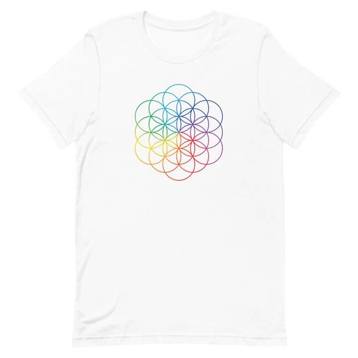 Camiseta unisex de manga corta Rainbow Flower of Life para venta al por mayor de VOLTLIN