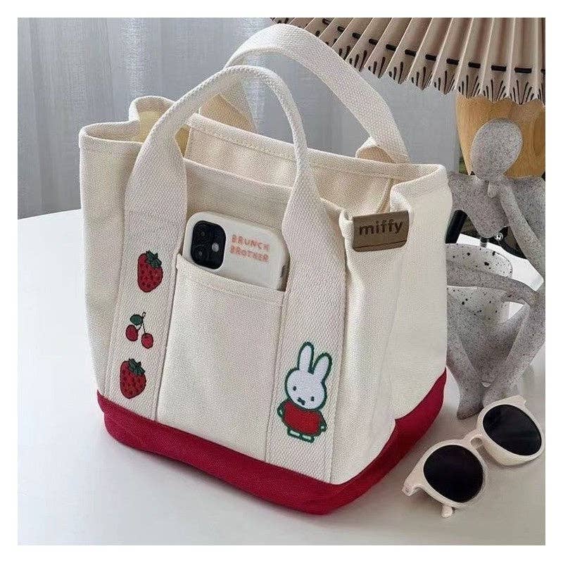 FurDecoration - Wholesale Tote Bag - Women's - Cute Rabbit Embroidered Canvas Tote Bag0