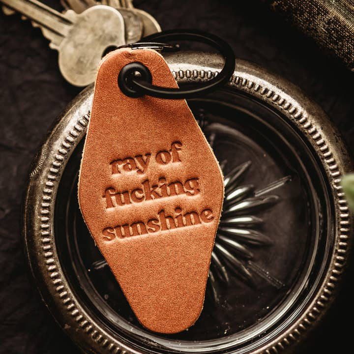 Ray Of Fucking Sunshine Leather Motel Keychain for wholesale by MisfitMadeGoods
