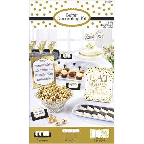 Party Expo, LLC - Wholesale Decal - Party Decorations - Wedding and Bridal Eat Drink and Be Married Buffet Decorating Kit (12pc)