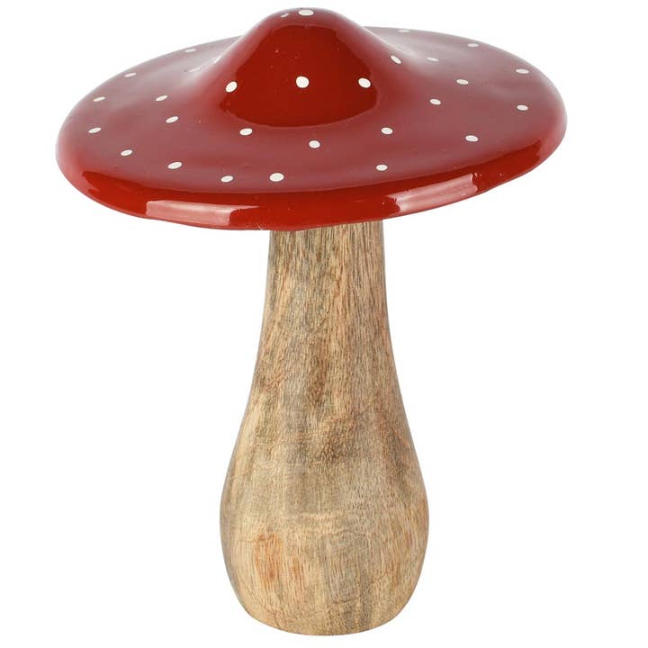 Pilz mit Punkten, rot/weiß, Holz, 14x14x17cm für den Großhandel von Dekoratief