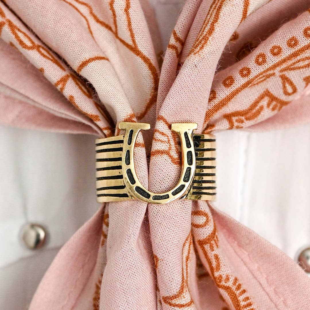 Handker Bandanas - Wholesale Bandana - Women's - Horseshoe Brass Bandana Slide Ring  2