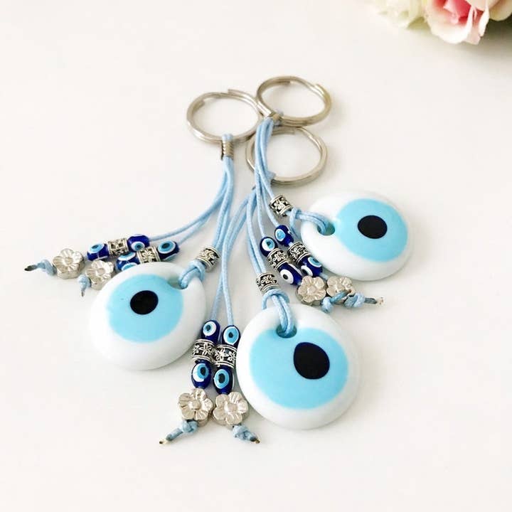 Evileyefavor – Großhandel Schlüsselanhänger – Damen – Weißer böser Blick Schlüsselbund3