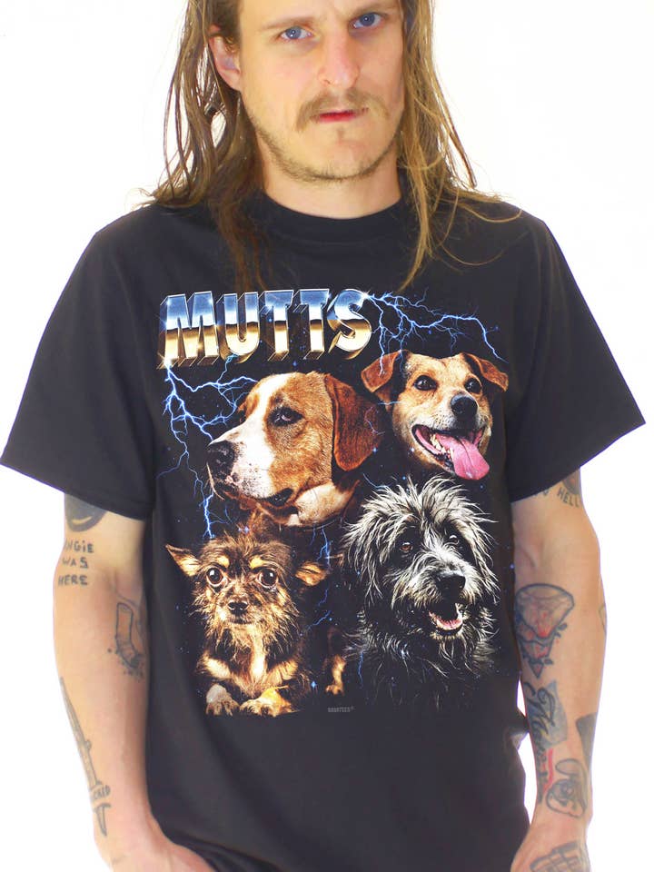 BabaTees - Wholesale Screen Printed T-Shirt - Unisex - Mutts Tshirt for Men & Women 80s Heavy Metal Style0