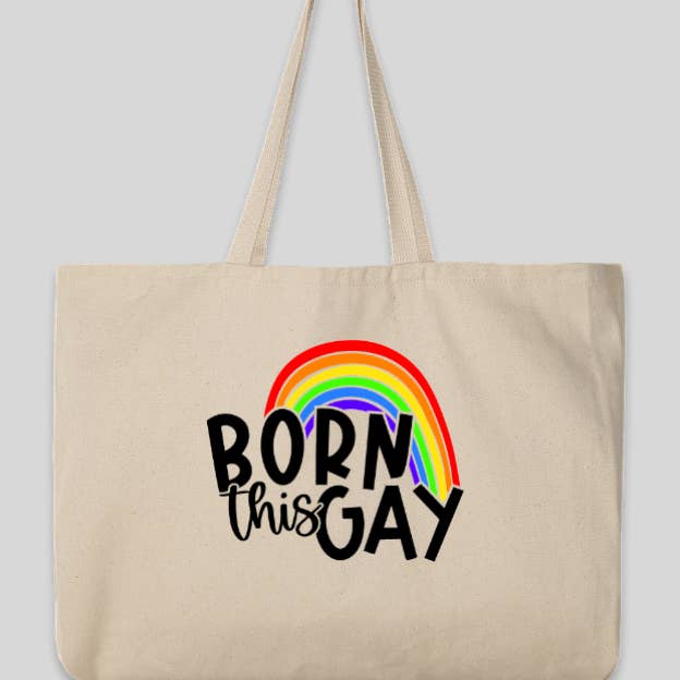 Born This Gay Tote for wholesale by RainBee Designs, LLC